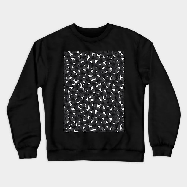 Watercolor flowers, violets. Colorful monochrome black-white seamless pattern with wild field flowers. Best for prints, fabric, backgrounds, wallpapers, covers and packaging, wrapping paper. Crewneck Sweatshirt by Olesya Pugach